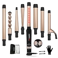 Infrared 8 in 1 Curling Iron Set with 8 Ceramic Barrels Interchangeable, Hair Curler Wand for Long Hair, Professional Curling Wand Set with LED Temperature Control, Glove and 2 Hair Clips