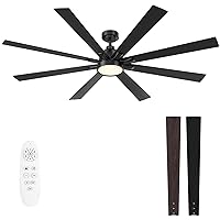62 Inch Ceiling Fans with Lights and Remote - Wood/Matte Black Ceiling Fan, Quiet DC Motor, 3 CCT, Modern Dimmable LED Lighting & Ceiling Fans for Bedroom Living Room Patio, Indoor/Outdoor