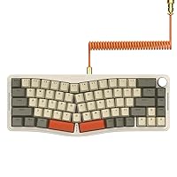 AJAZZ AKS068 Wired Mechanical Gaming Keyboard with Coiled USB C Cable,Gasket Mounted Alice 68 with CNC Knobs,Hot-Swap Red Switch,VIA Programmable Driver,RGB backlight,PBT keycaps,for WIN/MAC-Grey