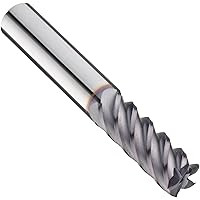 Niagara Cutter N62003 Carbide Square Nose End Mill, Inch, TiAlN Finish, Roughing and Finishing Cut, 45 Degree Helix, 5 Flutes, 2.5
