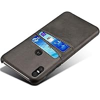 Motorola Moto One Case, Premium PU Leather Ultra Slim Shockproof Back Bumper Phone Case Cover with Card Slots for Motorola Moto One 2019 (Black)