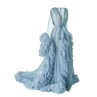 PLUVIOPHILY Maternity Tulle Dress Robe for Photoshoot Baby Shower Photography