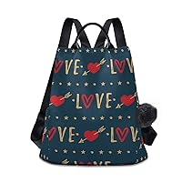 ALAZA Valentine's Day Heart Arrow And Love Backpack with Keychain for Woman