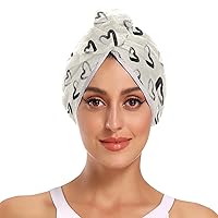 Microfiber Soft Hair Towel Turban,Valentine's Day Heart Fast Drying Turbans Towels Super Absorbent Concise Head Towels Wrap Anti Frizz for Long, Thick, Curly,Wet Hair 2 Pack