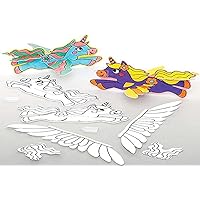 Baker Ross FE261 Unicorn Craft Gliders - Pack of 10, Colour in Flying Toy Plane Fantasy Arts and Crafts for Kids