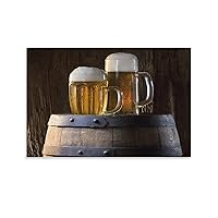 Kitchen Still Life Alcoholic Beverage Photography Decorative Poster - Vintage Beer Glass And Beer Bu Canvas Painting Posters And Prints Wall Art Pictures for Living Room Bedroom Decor 24x36inch(60x90