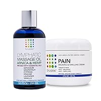 Arnica Natural Hemp Seed Lymphatic Drainage Massage Oil & Arnica Montana Pain Cream for Bruising & Swelling Bundle