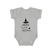 Halloween Drink Up Witch Newborn Outfit Bat Carved Infant Bodysuit Pregnancy Announcement Grey-Style-5 3months