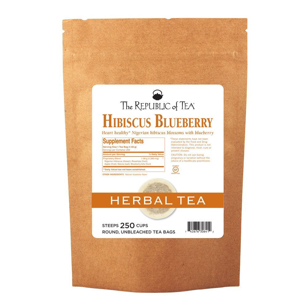 The Republic of Tea, Hibiscus Blueberry Superflower Herbal Tea, 250 Tea Bag Bulk