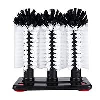 3 Water Bottle Cleaning Brush,Bar Glass Cups Washer with Suction Cup Base, 3 Head Bristle Brush for Beer Cup, Long Leg Cup, Red Wine Glass and More Bar Kitchen Sink Home Tools, Brush Cup Brush Gl