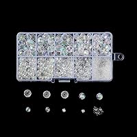 400pcs Clear Glass Crystal Beads Kit Transparent Faceted Glass Beads with Storage Box for Necklace Bracelet Jewelry Making Craft DIY Accessories