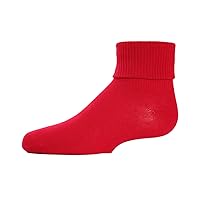 Memoi Unisex-Child Basic Triple Roll Anklet Socks red 6