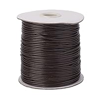 100 Yards Waxed Polyester Cord 2mm Round Waxed Beading String Cord, for Jewelry Bracelet Making Macrame Crafting DIY, Chocolate