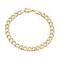 Bling Jewelry Traditional Men's 7MM Miami Cuban Curb or Figaro Link Bracelet For Men Teens 180 Gauge Shinny Polished 18K Yellow Gold Plated Brass 8, 8.5 Inch