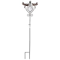 Outdoor Rain Gauge - Dragonfly Thermometer & Rain Gauge Garden Stake, Approx 32 Inches Tall
