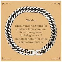 Retired Welder Cuban Link Chain Bracelet Gifts, Welder Thank you for listening for guidance for inspiration, Appreciation Retirement Welder for Men, Women, Friends, Coworkers