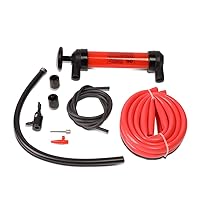 DNA Motoring TOOLS-00025 Portable Oil & Gas Siphon Pump Transfer Kit, Includes Hose and Tool Set, Multipurpose Air Pump, 1 Set, Red