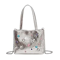 [Peiiiwdc] Shoulder Bag, Handbag Shoulder Bag Diamond Leisure Bag for Girls Women Crossbody Bag Trendy Chain Bag Women Wallet Multipurpose Bag