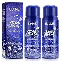 Body Glitter Spray, Glitter Spray for Hair and Body, Glitter Hairspray for Clothes, Quick-Drying and Long-Lasting Body Shiny Spray for Stage Makeup and Festival Rave 2.11Fl Oz Glitter for Women 2Pcs