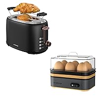 Toaster 2 Slice with Evoloop Rapid Egg Cooker Electric 6 Eggs Capacity