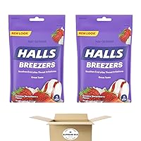 Halls Fruit Breezers, Cool Creamy Strawberry, Non-Mentholated, Throat Drops 25 ea - Pack of 2 (50 ct in Total)