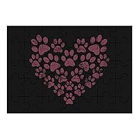 Dog Paws Print Heart Wooden Puzzles Adult Educational Picture Puzzle Creative Gifts Home Decoration