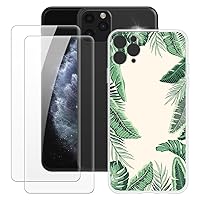 iPhone 11 Pro Max Case + 2PCS Screen Protector Tempered Glass, Ultra Thin Bumper Shockproof Soft TPU Silicone Cover Case for iPhone 11 Pro Max (6.5”)