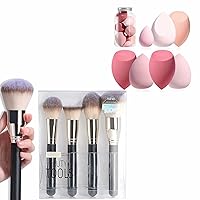 BS-MALL Makeup Brush Set 4 Pcs Premium Foundation Synthetic Powder Concealers with Makeup Sponge Set
