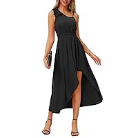 Dresses for Women 2024, Summer Ladies Elegant Bow Pleated Irregular Sleeveless Dress Cami, S XXL