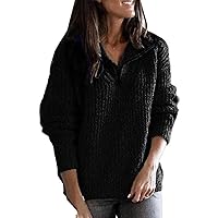 dagui Women's Casual Solid Color Zipper Long-Sleeved Pullover Knitted Sweater Black 5XL