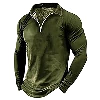 Men's Tshirts Long Sleeve Zip Lapel Shirt Casual Solid Colour T-Shirt Athletic T Tshirts Shirts, S-3XL