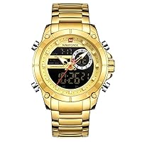 Men Military Sport Wrist Watch Japan Quartz Steel Waterproof Dual Display Functional Male Clock Watches 9163