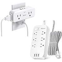 Multi Plug Outlet Splitter + Power Strip with USB Ports 10ft