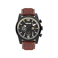 Timberland TDWGF2100001 Men's Analogue Quartz Watch with Leather Strap, brown, Strap.