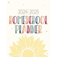 Homeschool Planner: Weekly & Monthly Lesson Planning and Grade Book for Teaching Multiple Kids - Academic School Year - Sunflower Rainbow