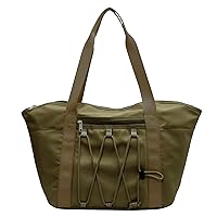 Oichy Canvas Shoulder Bags for Women Casual Handbags Work Bag Large Daily Purse Lightweight Tote Bag with Zipper