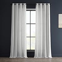 HPD Half Price Drapes Grommet Heavy Linen Curtains for Living Room 50 X 96 (1 Panel), FHLCH-VET13191-96-GR, Rice White
