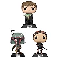 Funko POP! Star Wars Mandalorian Collectors Set - Marshal, Fennec Shand, and Luke with Child, Figures Stand 3.75