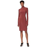 Norma Kamali Women's Long Sleeve Turtleneck Dress to Knee