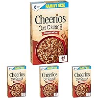 Cheerios Oat Crunch Cinnamon Oat Breakfast Cereal, Family Size, 24 oz (Pack of 4)
