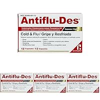 Cold and Flu, Symptoms Relief, Fever Reducer, 12 Caps, Box (Pack of 4)