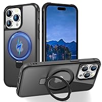 for iPhone 14 pro case, Built-in Metal Stand and Ring Holder, Magsafe Compatible, Military Grade Protection, Shockproof, Men's and Women's use 6.1 - Black