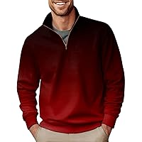 Men's Thermal Fleece Quarter-Zip Pullover, Winter Outdoor Warm Sweater Lightweight Running Sweatshirt
