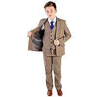 Boys' Herringbone Jacket Vest Pants Suit,Three Pieces Daily Formal Dinner Prom Tuxedos