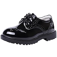 WUIWUIYU Toddlers Little Ring Bearer Wedding Lace-Up Oxfords Flats Brogues Boys School Uniform Dress Shoes