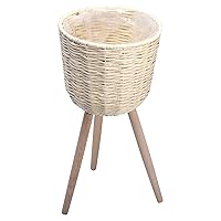 generic Muicle Plants Natural Round Floor Basket Rattan Plant Stand Handwoven Planter Basket Wicker Plant Pot Stand Flower Pot Holder Rustic Indoor and Outdoor Plant Displays Woven Hamper