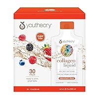 Youtheory Collagen Liquid, Revitalizes Skin, Hair and Nails, Berry Flavor, 30 Packets