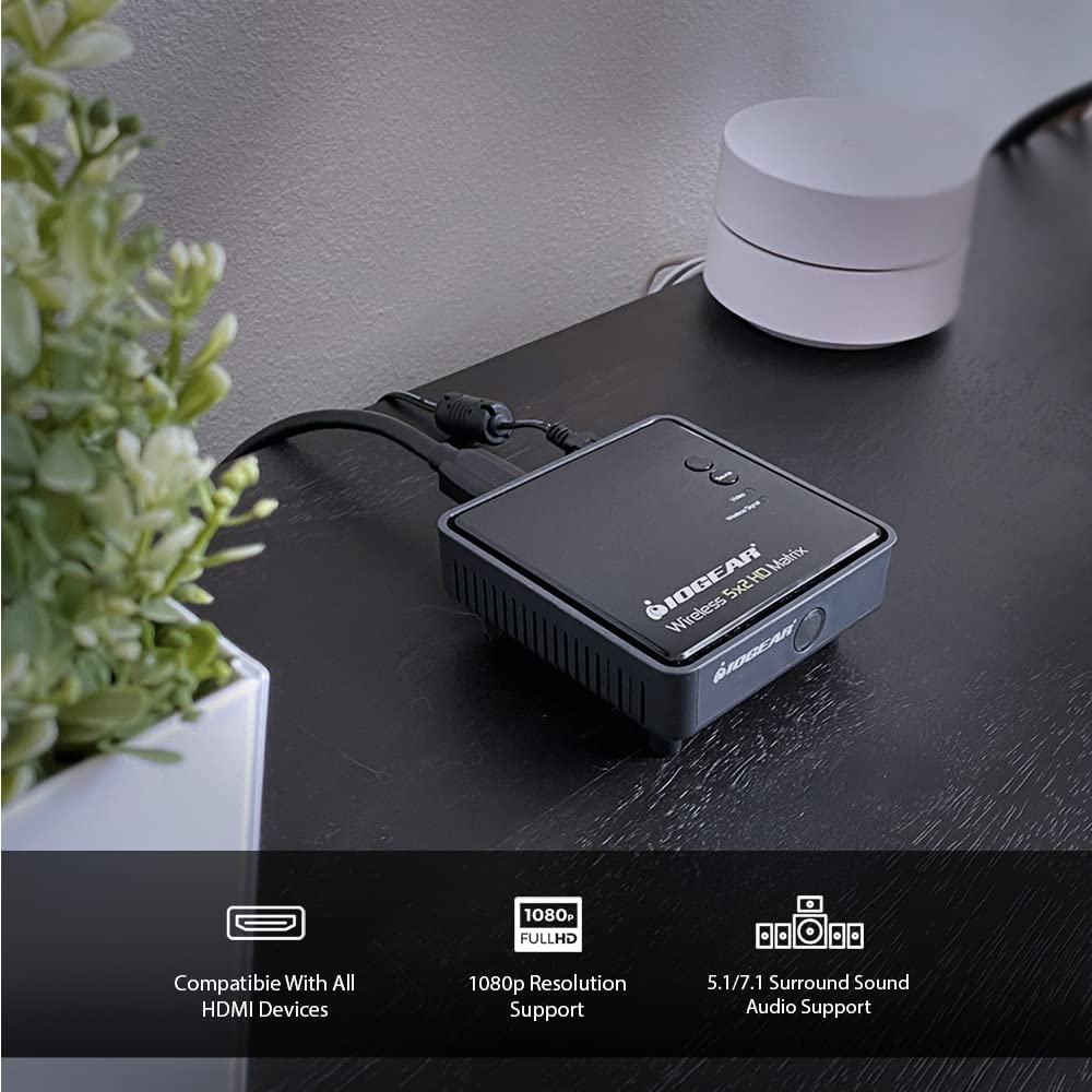 IOGEAR HDMI Wireless Transmitter & Receiver - Full HD 1080p - Up To 30ft - 5.1 Digital Audio - Plug & Play - Wirelessly Connect Laptop - Game Console - HDTV - Projector - GWHD11