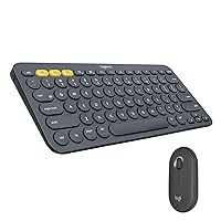 Logitech K380 + M350 Wireless Keyboard and Mouse Combo - Slim Portable Design, Quiet Clicks, Long Battery Life, Bluetooth, Easy-Switch, Windows, Mac, iPadOS, Chrome OS Compatible - Dark Grey