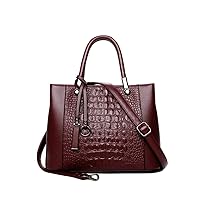 SISUCO Women's Handbag, Genuine Leather, Crocodile Leather Pattern, 2-Way Mother's Bag, Formal Shoulder Bag, Luxury, Crossbody Bag, Security Bag, Stylish, Work or School, Travel, OL Dating, Women's
